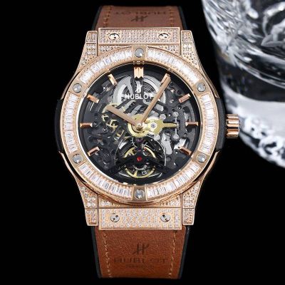 HUBLOT Factory Hublot Rose gold steel case with White diamonds diameter 42mm Watch